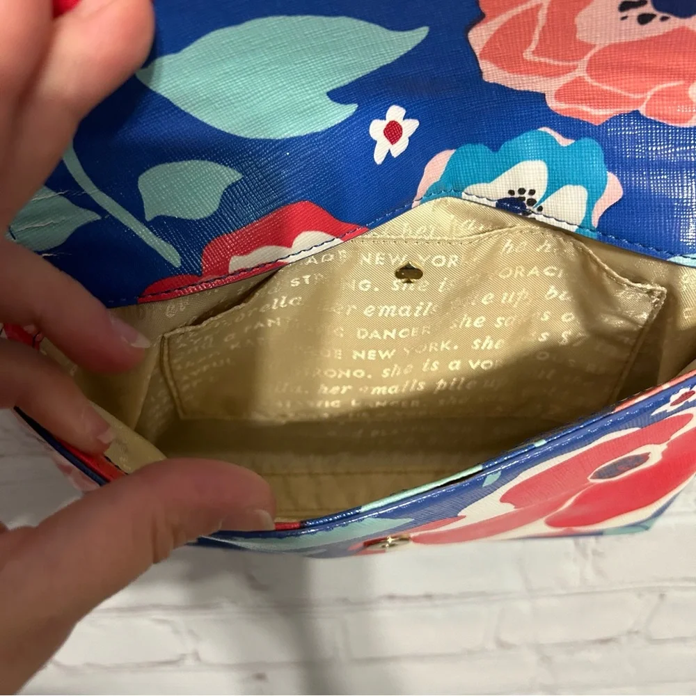 kate spade Blue Floral Crossbody Bag with Pink, Red and White Accents - Picture 5 of 8